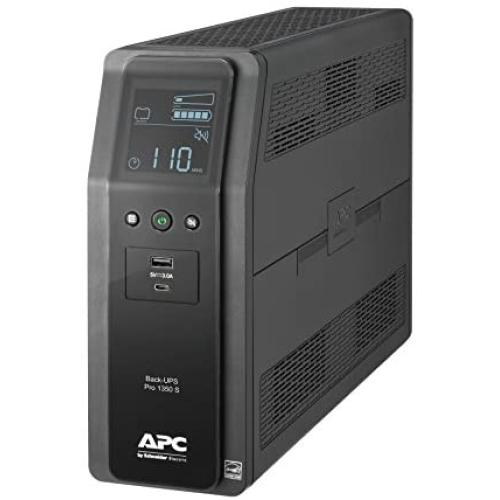 APC UPS, 1350VA Sinewave UPS Battery Backup & Surge Protector, BR1350MS Backup Battery with AVR, (2) USB Charger Ports, Back-UPS PRO Uninterruptible Power Supply Black