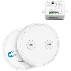 LoraTap Wireless Lights Switch Kit, 915MHz 656ft Range Remote Control Lamps Ceiling Light Fan Household Appliances, 5 Years Warranty (Switch and Receiver)