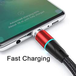 NetDot 12th Generation 3 in 1 Magnetic Fast Charging Cable Data Line Nylon Braided Compatible with Micro USB Type-C Android Smartphones and i-Products(1ft / 2 Pack Red)