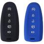 2PCS XUHANG Sillicone key Skin Cover key Remote Case Protector Shell for Ford Edge Escape Explorer Focus LINCOLN MKS MKT MKX MKZ Keyless Entry Smart Remote 5 Buttons black blue