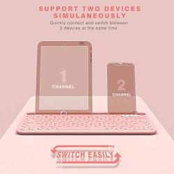 Bluetooth Keyboard, Jelly Comb Multi-Device Universal Bluetooth Rechargeable Keyboard with Integrated Stand for iPad Tablet Smartphone PC MacBook Android iOS Windows Devices-B046 (Pink)