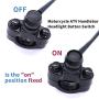 Taiss 7/8'' Motorcycle ATV Handlebar Latching Headlight Fog Brake Light Aluminium Alloy Button Switch Black with 60cm Connect Line and Two Bullet Connectors F011