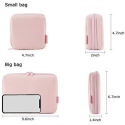 BAGSMART Cable Electronic Organizer 2Pcs Travel Packing Gadgets Bag Pouch for 7.9 inch ipad, Cables, Mouse, Phone, USB, SD Card (Pink)