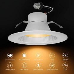 Lumary 5/6 inch LED Smart Recessed Lighting Wi-Fi Can Lights RGBWW Downlight Music Sync Simple Retrofit Installation 13W (80W Equivalent) 1100LM (5/6 in WiFi- 4)