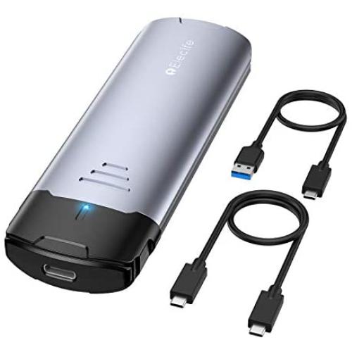 Elecife M.2 NVME SATA NGFF SSD Enclosure Tool-Free, RTL9210B Aluminum 10 Gbps M.2 Enclosure with USB-C Support 3.1 Gen2 M-Key B+M-Key for Size 2230/2242/2260/2280 Samsung Kingston WD Crucial etc.