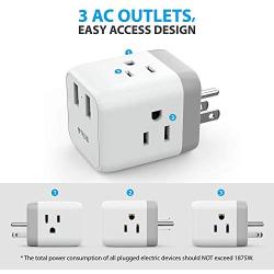 Multi Plug Outlet Extender Box, ETL Listed, TROND Electrical Outlet Splitter Expander with 2 USB Ports, 3 Prong Wall Tap Adapter, Cube Plug Extender for Bathroom Kitchen Bedroom Cruise