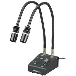 AmScope LED-6W Powerful 6 Watt LED Dual Gooseneck Lights Illuminator