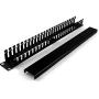 Lancher 2-Pack 19 Inch 1U Cable Management Horizontal Cable Rack Mount Manager with mounting Screws for Service Rack Cabinet 24 Slot Finger Duct with Cover