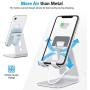 OMOTON C3 Cell Phone Stand for Desk, Larger and Exceptionally Stable, Adjustable Phone Cradle Holder with Bigger Body & Longer Arm, Compatible with iPhone, Tablets (7-10'') and More, Silver