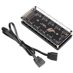 5V RGB Splitter Hub with Case and for ASUS/MSI 5V 3Pin LED Controller、LED Splitter 10-Port Hub with 50CM 3Pin Extension Cord, Perfect for Lots of RGB