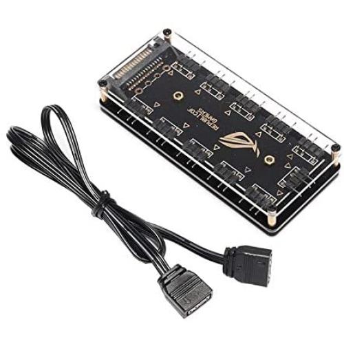 5V RGB Splitter Hub with Case and for ASUS/MSI 5V 3Pin LED Controller、LED Splitter 10-Port Hub with 50CM 3Pin Extension Cord, Perfect for Lots of RGB