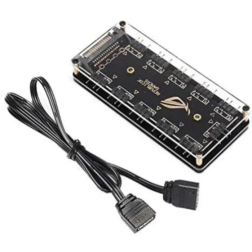 5V RGB Splitter Hub with Case and for ASUS/MSI 5V 3Pin LED Controller、LED Splitter 10-Port Hub with 50CM 3Pin Extension Cord, Perfect for Lots of RGB 5V RGB Splitter Hub with Case and for ASUS/MSI 5V 3Pin LED Controller、LED Splitter 10-Port Hub with 50CM 3Pin Extension Cord, Perfect for Lots of RGB
