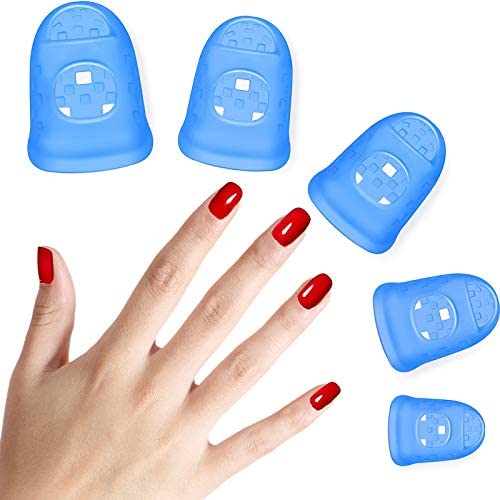 Anti-slip Silicone Fingertip Protectors Guitar Finger Guards 5 Sizes Finger Protection Covers Caps for Stringed Instruments Guitar Mandolin Bass Counting Sewing, 5 Sizes (Ultramarine)