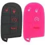 Coolbestda 2Pcs Rubber 3button + Panic Key Fob Cover Remote Skin Keyless Case Protector for Dodge Durango Journey Dart Challenger Jeep Renegade Fiat