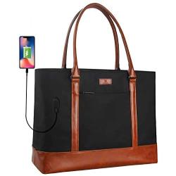 Woman Laptop Tote Bag,USB Teacher Bag Large Work Bag Purse Fits 15.6 in Laptop