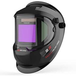 YESWELDER Large Viewing True Color Solar Powered Auto Darkening Welding Helmet with SIDE VIEW, 4 Arc Sensor Wide Shade 4/5-9/9-13 Welder Mask for TIG MIG ARC Grinding Plasma LYG-Q800D