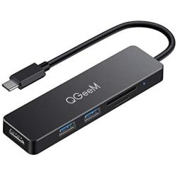USB C Hub,QGeeM 5 in 1 USB C to HDMI 4K Adapter,USB C to USB 3.0,Type C SD/TF Card Reader,USB to HDMI,Compatible with MacBook Pro 2018 ipad Pro, ChromeBook, Dell XPS, Surface Go