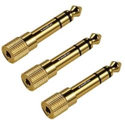 TriLink Stereo Audio Adapter [Gold-Plated Pure Copper ] 6.35mm (1/4 inch) Male to 3.5mm (1/8 inch) Female Headphone Jack Plug, 3 Pack