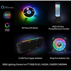 Thermaltake Pacific CL360 Max D5c Res/Pump 16.8 Million Color RGB (Alexa, Razer Chroma) Software Enabled Copper Radiator PETG Hard Tube Water Cooling Kit CL-W259-CU00SW-A