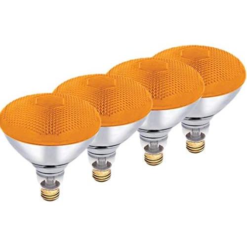 Dysmio Lighting 100 Watt BR38 Incandescent Flood Light Bulb Amber Bug Light, 4 Pack