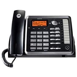Motorola ML25254 Expandable 2-Line Business Phone with Digital Answering System Bundle with ML25260 Corded Desk Phone, ML25055 DECT 6.0 Cordless Handset, Blucoil 10 Cat5e Cable and 10 AAA Batteries