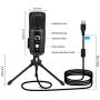 USB Plug&Play Computer Microphone, FDUCE Professional Studio PC Mic with Tripod for Gaming, Streaming, Podcast, Chatting, YouTube on Mac & Windows(Black)