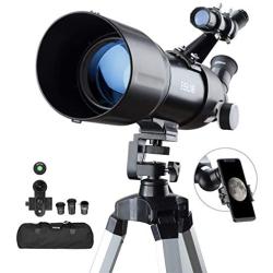 ESSLNB Telescopes for Adults Astronomy Beginners Kids 400X80mm with 10X Smartphone Adapter Adjustable Tripod Case and Moon Filter Erect-Image Diagonal Prism