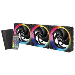 ARCTIC BioniX P120 A-RGB (Bundle 3 pc, incl. A-RGB Controller) - 120 mm Pressure-Optimised Fan with A-RGB, PWM, Cooler, Fluid Dynamic Bearing, 400-2300 RPM - Black