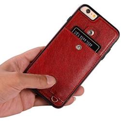 Jaorty PU Leather Wallet Case for iPhone 6 Plus/6S Plus Necklace Lanyard Case Cover with Card Holder Adjustable Detachable Anti-Lost Neck Strap for 5.5 inch Apple iPhone 6 Plus,iPhone 6S Plus,Red