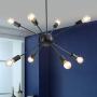 Sputnik Chandelier,8 Lights Modern Chandelier Pendant Lighting Industrial Vintage Hanging Dining Room Light for Kitchen (Black)