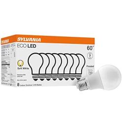 SYLVANIA 40821 LED A19 60W Equivalent, Efficient 8.5W, Soft White Color Temperature 2700K, 8 Pack