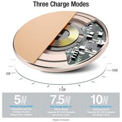 TOZO W1 Wireless Charger Thin Aviation Aluminum Computer Numerical Control Technology Fast Charging Pad Khaki (NO AC Adapter)