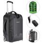 Neewer 2-in-1 Convertible Wheeled Camera Backpack Luggage Trolley Case with Double Bar, Anti-Shock Detachable Padded Compartment for SLR/DSLR Cameras, Tripod, Lens and Other Accessories (Black/Green)