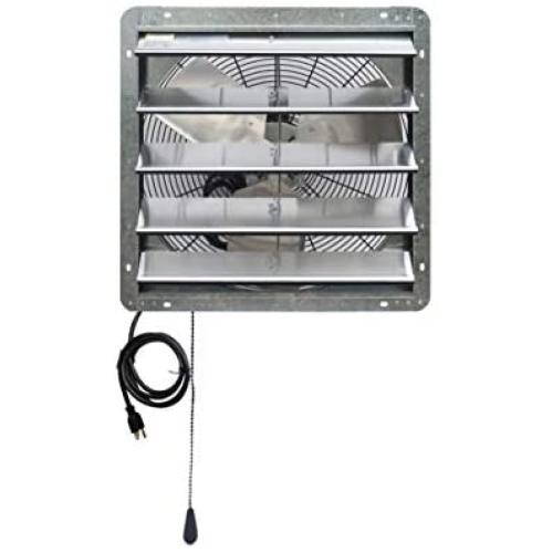 Iliving 20'' Wall Mounted Shutter Exhaust Thermostat Control-3 Speeds Vent Fan for Home Attic, Shed, or Garage Ventilation, 3368 CFM, 5000 SQF Coverage Area, Variable, Silver