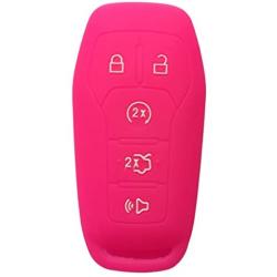 Coolbestda Silicone Key Fob Cover Protector Case Keyless Enty Holder Skin for M3N-A2C31243300 Ford F-150 F150 Fusion Explorer Edge Lincoln MKZ Mustang MKC 5buttons Smart Fob