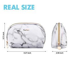 Yazhmsa marble Makeup Bag, Travel Cosmetic bag for Purse, PU Leather Travel Portable Toiletry Cosmetic Bag for Women Girls Gifts Water splashing prevention