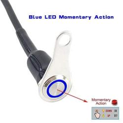 Universal Stainless Steel LED Motorcycle Switch Horn Handlebar Adjustable Mount Waterproof Switches Button DC12V momentary Actions Cycling retail (A-Blue-Monentary Action)