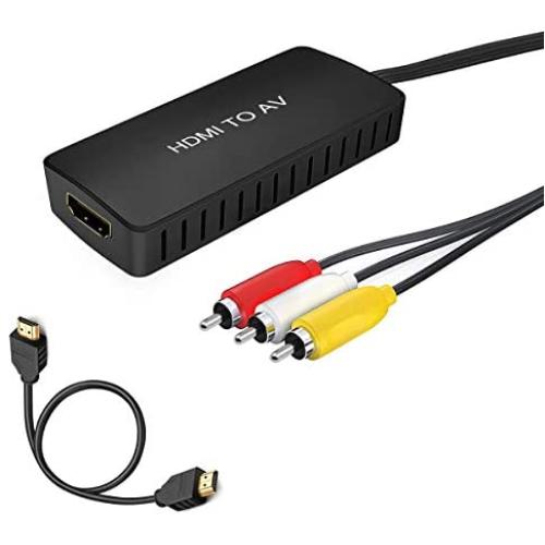 HDMI to RCA Converter, HDMI to Composite Video Audio Converter Adapter, HDMI to AV, Supports PAL/NTSC for PS4, Xbox, Switch, TV Stick, Roku, Blu-Ray, DVD Player,