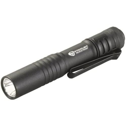 Streamlight MicroStream Ultra-compact Aluminum body with AAA alkaline battery, 3.5 Inch - 1.04 oz - 45 Lumens - 66318, Black