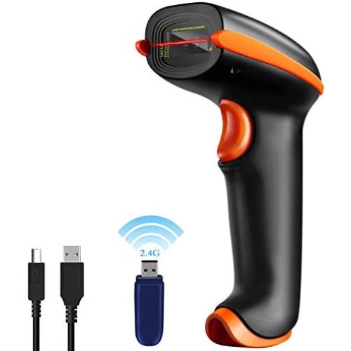 Tera Barcode Scanner Wireless 1D Laser Scanner 2-in-1 (2.4Ghz Wireless+USB 2.0 Wired) Handheld Bar Code Scanner Reader, IP54 Shockproof, for Store, Supermarket, Warehouse, Library