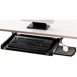 3M Adjustable Under-Desk Keyboard Drawer, Three Height Settings, Wide Tray with Gel Wrist Rest Accomodates Most Keyboards, Slide Out Mouse Platform with Precise Mouse Pad, Black (KD45)