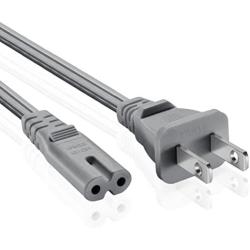 TNP Universal 2 Prong Power Cord (3 Feet) - NEMA 1-15P to IEC320 C7 Shotgun Connector AC Power Supply Cable Wire Socket Plug Jack (Gray) Compatible with Apple TV, PS4, PS3 Slim, LED HDTV