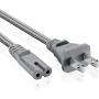 TNP Universal 2 Prong Power Cord (3 Feet) - NEMA 1-15P to IEC320 C7 Shotgun Connector AC Power Supply Cable Wire Socket Plug Jack (Gray) Compatible with Apple TV, PS4, PS3 Slim, LED HDTV