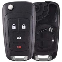 Heart Horse 4 Buttons Remote Flip Folding Key Shell Case Fob for Chevy Camaro Cruze Equinox Malibu Sonic Impala/GMC Terrain/Buick Allure Encore Lacrosse Regal Verano/Opel Keyless Entry Remote Key Fob