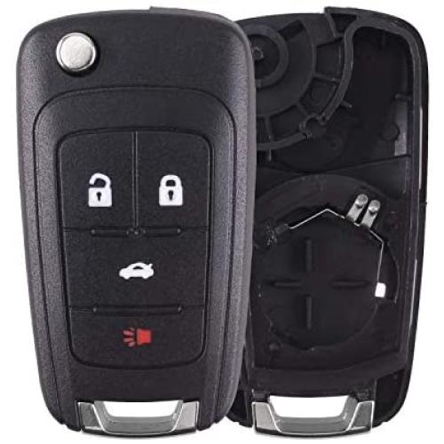 Heart Horse 4 Buttons Remote Flip Folding Key Shell Case Fob for Chevy Camaro Cruze Equinox Malibu Sonic Impala/GMC Terrain/Buick Allure Encore Lacrosse Regal Verano/Opel Keyless Entry Remote Key Fob