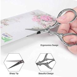 BIHRTC 2Pairs 3.6 Inch Embroidery Scissors and 4.5 Inch Vintage European Style Plum Blossom Scissors tainless Steel Sharp Cravd Scissors for Needlework Sewing Craft Art Work & Everyday Use