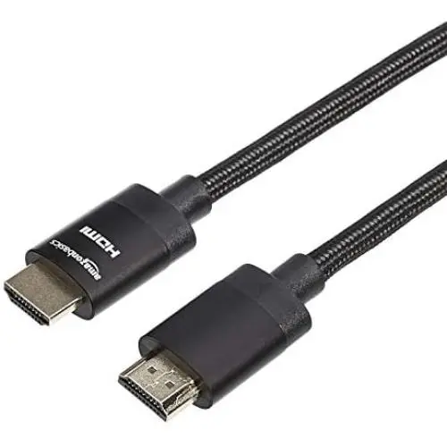 Amazon Basics Premium-Certified Braided HDMI Cable - Supports Ethernet, 3D, 4K HDR and ARC (4K@60Hz, 18Gbps) - 3 Foot Amazon Basics Premium-Certified Braided HDMI Cable - Supports Ethernet, 3D, 4K HDR and ARC (4K@60Hz, 18Gbps) - 3 Foot