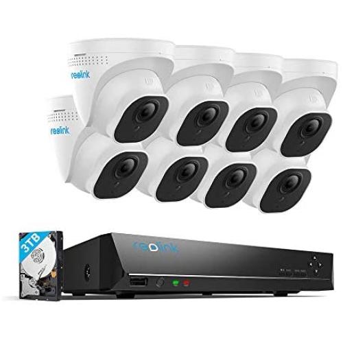 Reolink 4K 16CH PoE Video Surveillance Camera System, H.265 8pcs 8MP PoE IP Security Cameras Outdoor with a 8MP 16-Channel NVR, 3TB HDD pre-Installed, RLK16-800D8