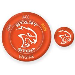 ToolEpic for Dodge Challenger Charger Durango Hellcat Decal Accessories 2015-2021 - Engine Start Stop Button Overlay Sticker Emblem - Push to Start Button Go Mango Badge Cover - Perfect for Decals