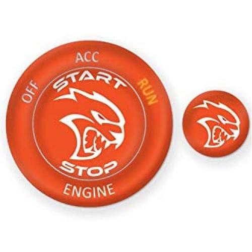 ToolEpic for Dodge Challenger Charger Durango Hellcat Decal Accessories 2015-2021 - Engine Start Stop Button Overlay Sticker Emblem - Push to Start Button Go Mango Badge Cover - Perfect for Decals